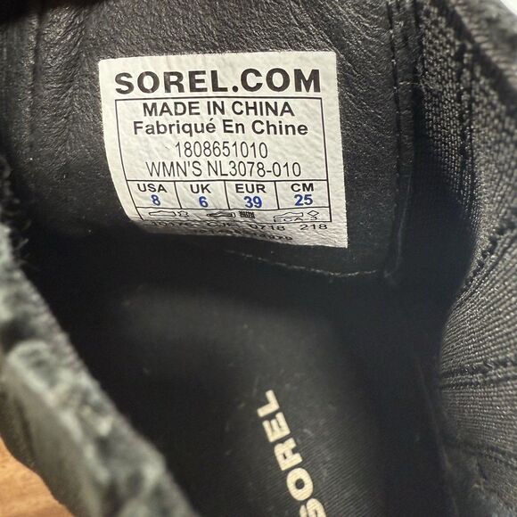 Sorel Lolla Chelsea Black Suede Leather Heeled Pull On Ankle Boots Women Size 8 - Picture 8 of 9